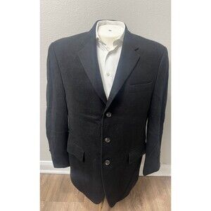 Ralph Lauren Camel Hair Coat 44R Black Jacket Blazer Sports Coat Preppy Classic